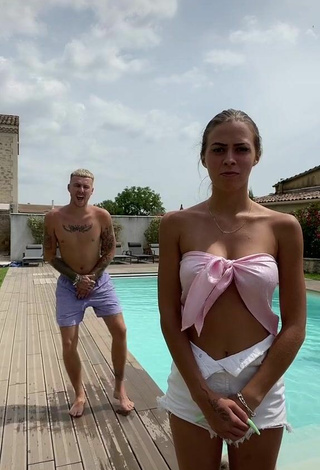 4. Sexy Ydrissia️ in Pink Crop Top at the Swimming Pool