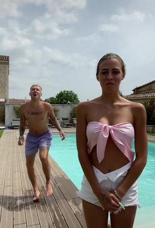 5. Sexy Ydrissia️ in Pink Crop Top at the Swimming Pool