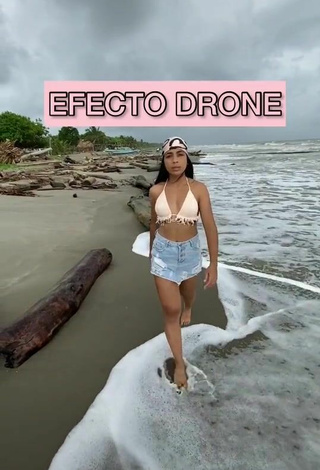 Hot Melissa Parra in White Bikini Top at the Beach