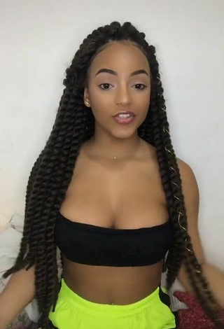 Really Cute Ziane Martins Shows Cleavage in Black Crop Top