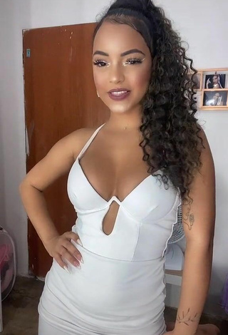 Cute Ziane Martins Shows Cleavage in White Dress and Bouncing Tits