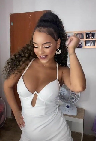 5. Cute Ziane Martins Shows Cleavage in White Dress and Bouncing Tits