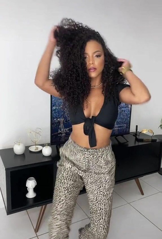 Cute Ziane Martins Shows Cleavage in Black Crop Top and Bouncing Boobs