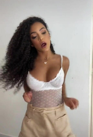 2. Sexy Ziane Martins Shows Cleavage in See Through Bodysuit and Bouncing Breasts