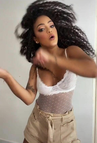 4. Sexy Ziane Martins Shows Cleavage in See Through Bodysuit and Bouncing Breasts