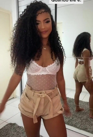 Cute Ziane Martins Shows Cleavage in White Bodysuit and Bouncing Boobs
