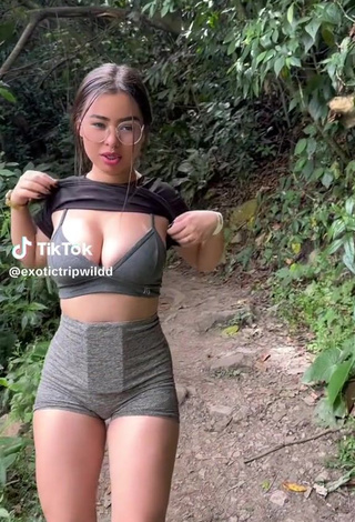 3. Sexy exotictripwildd Shows Cleavage in Grey Sport Bra and Bouncing Tits