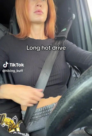 Sexy hiking_buff Shows Nipples in a Car without Bra