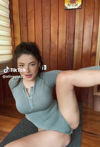 5. Sexy Alii Reyna in Grey Bodysuit while Stretching