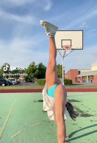 Sexy livlovefitness in Thong while doing Sports Exercises