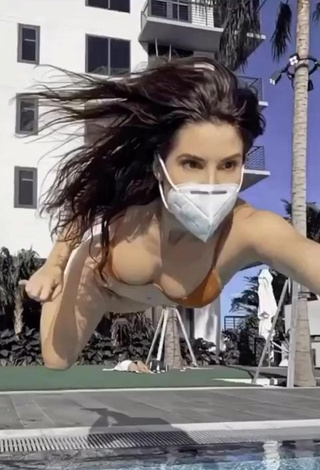 Amazing Amanda Cerny Shows Cleavage in Hot Brown Bikini at the Pool