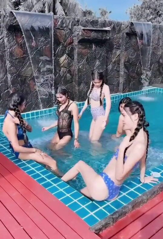 4. Amazing Atom Tattapol Shows Cleavage in Hot Swimsuit at the Swimming Pool