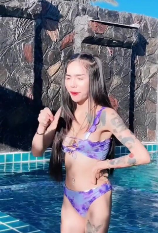 4. Atom Tattapol Shows Cleavage in Sweet Bikini at the Swimming Pool