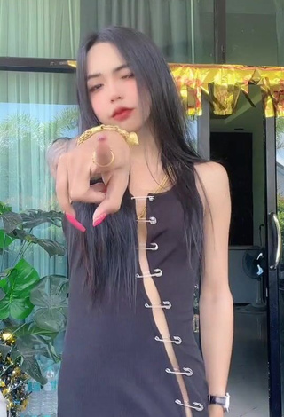 Cute Atom Tattapol Shows Cleavage in Black Dress