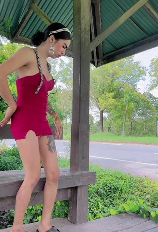 2. Sexy Atom Tattapol Shows Cleavage in Red Dress
