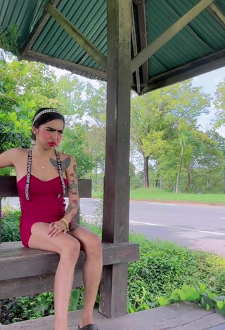 3. Sexy Atom Tattapol Shows Cleavage in Red Dress