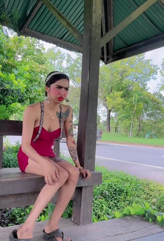 5. Sexy Atom Tattapol Shows Cleavage in Red Dress