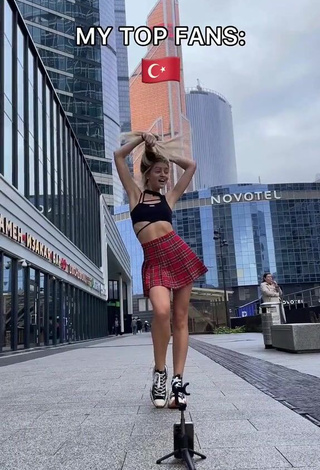 2. Magnificent Diana Belitskay in Black Crop Top in a Street