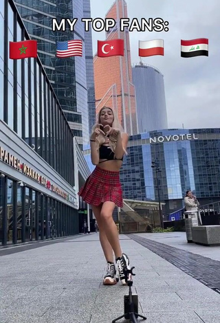 5. Magnificent Diana Belitskay in Black Crop Top in a Street
