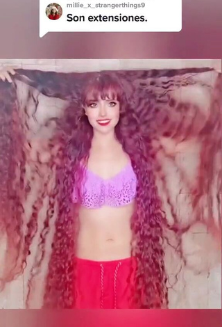 Hottie Bella Dueñas Shows Cleavage in Violet Bikini Top