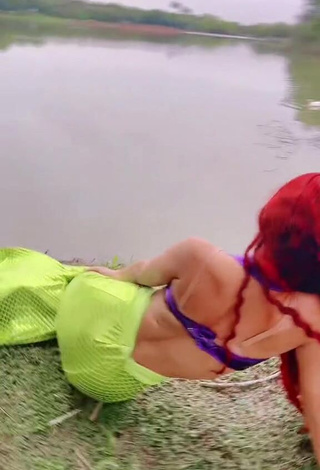3. Bella Dueñas Looks Wonderful in Purple Crop Top
