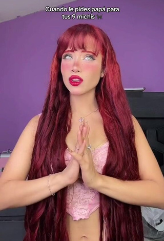 Sexy Bella Dueñas Shows Cleavage in Pink Corset