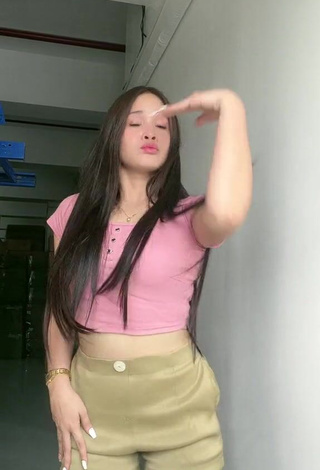 6. Beautiful Christian Mae Shows Cleavage in Sexy Pink Crop Top