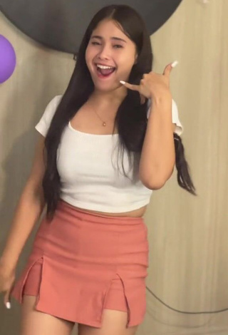 4. Hot Christian Mae in White Crop Top