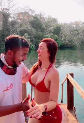 4. Lovely Cibelly Ferreira Shows Cleavage in Beige Bikini Top