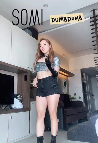 2. Really Cute Dasuri Choi Shows Cleavage in Silver Crop Top