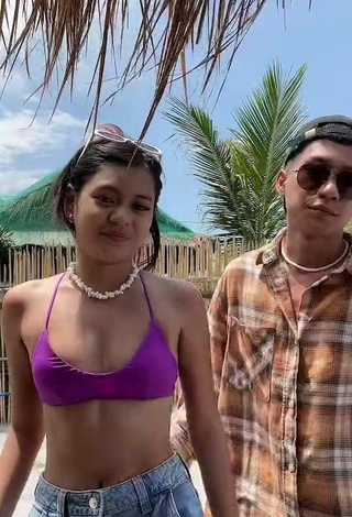 2. Sweet Eya Borja Shows Cleavage in Cute Violet Bikini Top