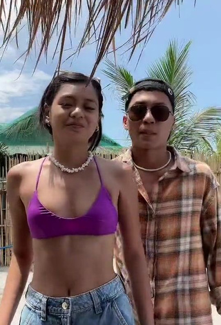3. Sweet Eya Borja Shows Cleavage in Cute Violet Bikini Top