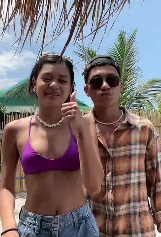 4. Sweet Eya Borja Shows Cleavage in Cute Violet Bikini Top