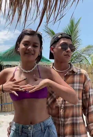 5. Sweet Eya Borja Shows Cleavage in Cute Violet Bikini Top
