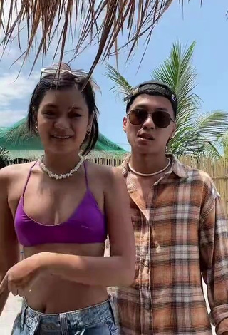 6. Sweet Eya Borja Shows Cleavage in Cute Violet Bikini Top