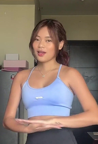 5. Pretty Eya Borja Shows Cleavage in Blue Crop Top