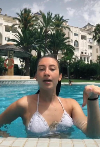 2. Sweetie Laura Rodero in White Bikini Top at the Swimming Pool
