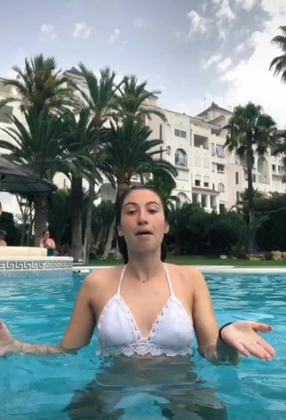 Cute Laura Rodero in White Bikini Top at the Pool