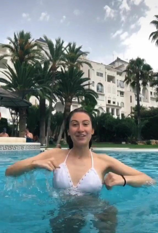 3. Cute Laura Rodero in White Bikini Top at the Pool