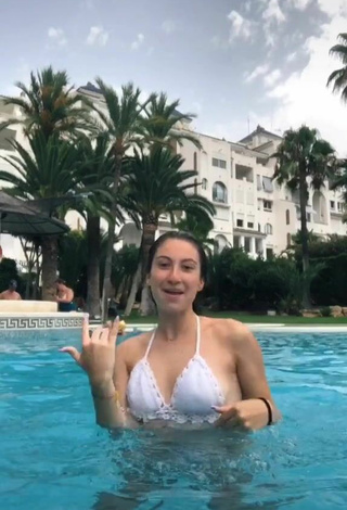 4. Cute Laura Rodero in White Bikini Top at the Pool