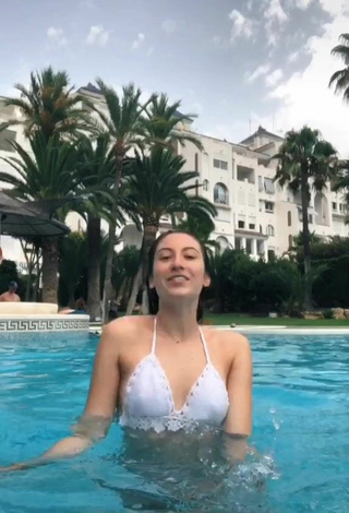 5. Cute Laura Rodero in White Bikini Top at the Pool