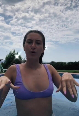 4. Attractive Laura Rodero in Purple Bikini at the Pool