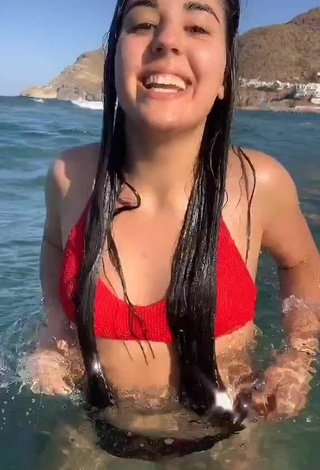 1. Hot Laura López in Red Bikini Top in the Sea