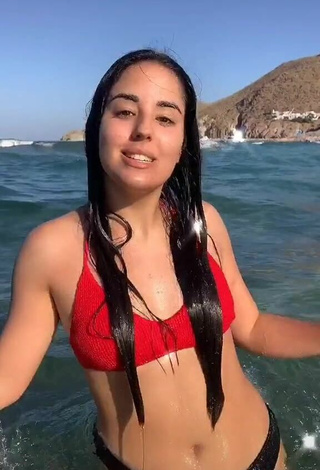 2. Hot Laura López in Red Bikini Top in the Sea