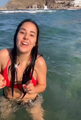 5. Hot Laura López in Red Bikini Top in the Sea