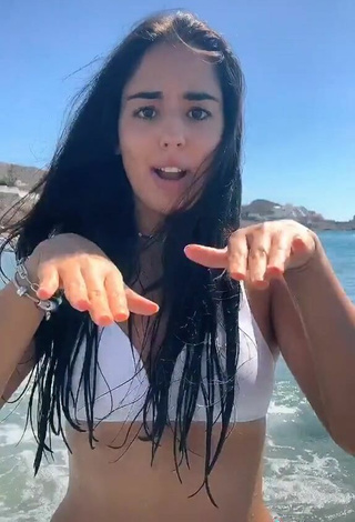 3. Sexy Laura López in White Bikini Top in the Sea