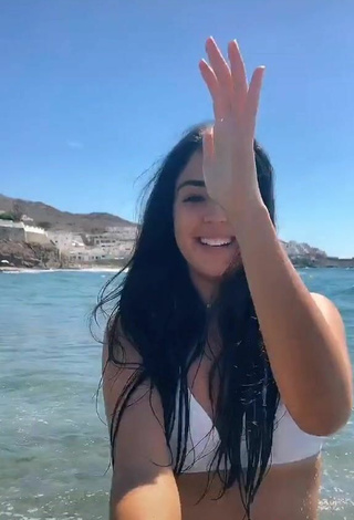 4. Sexy Laura López in White Bikini Top in the Sea