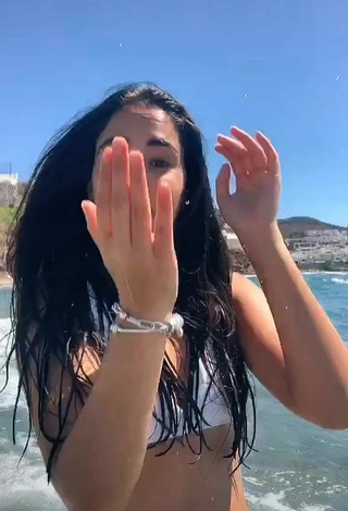 5. Sexy Laura López in White Bikini Top in the Sea