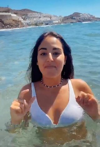 2. Sexy Laura López in White Bikini Top in the Sea