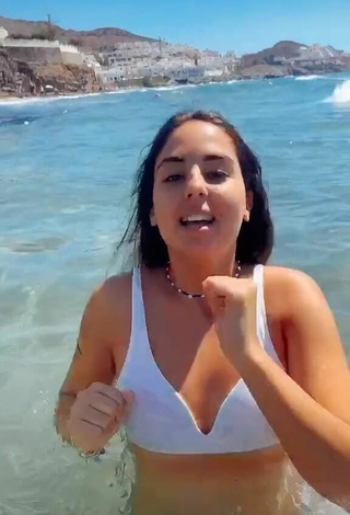 3. Sexy Laura López in White Bikini Top in the Sea